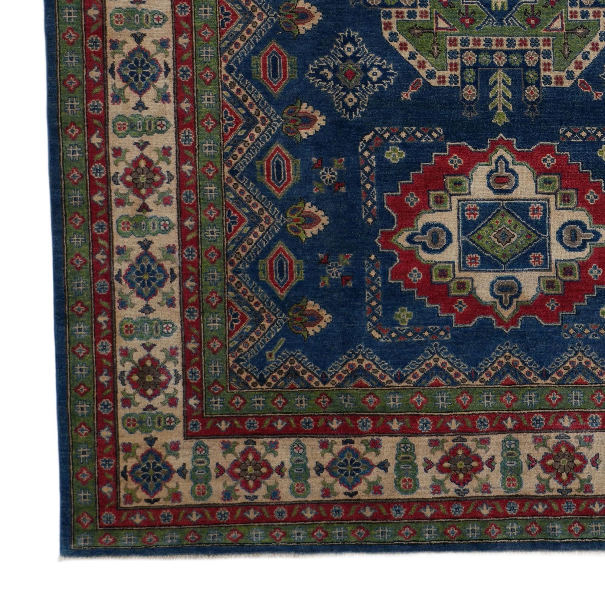 8' x 10' 3 Hand Knotted Kazak Rug