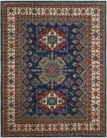 8' x 10' 3 Hand Knotted Kazak Rug