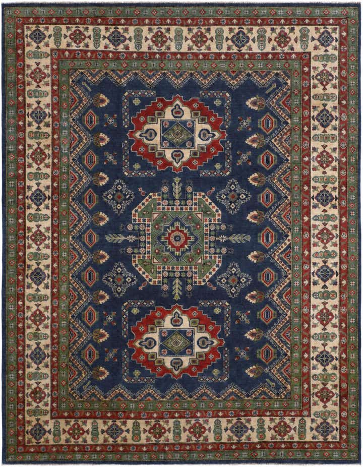 8' x 10' 3 Hand Knotted Kazak Rug