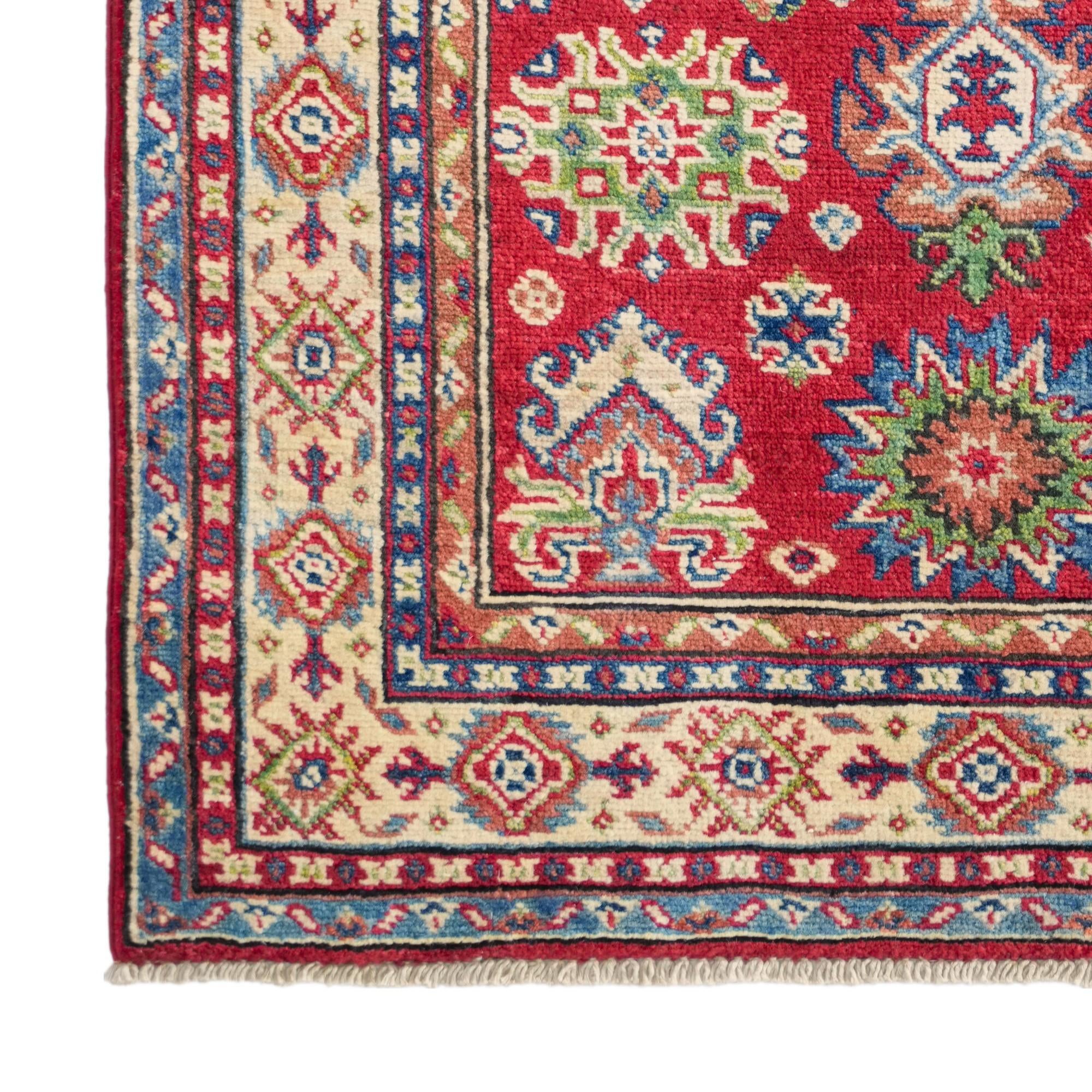 3' 4 x 4' 11 Hand Knotted Kazak Rug