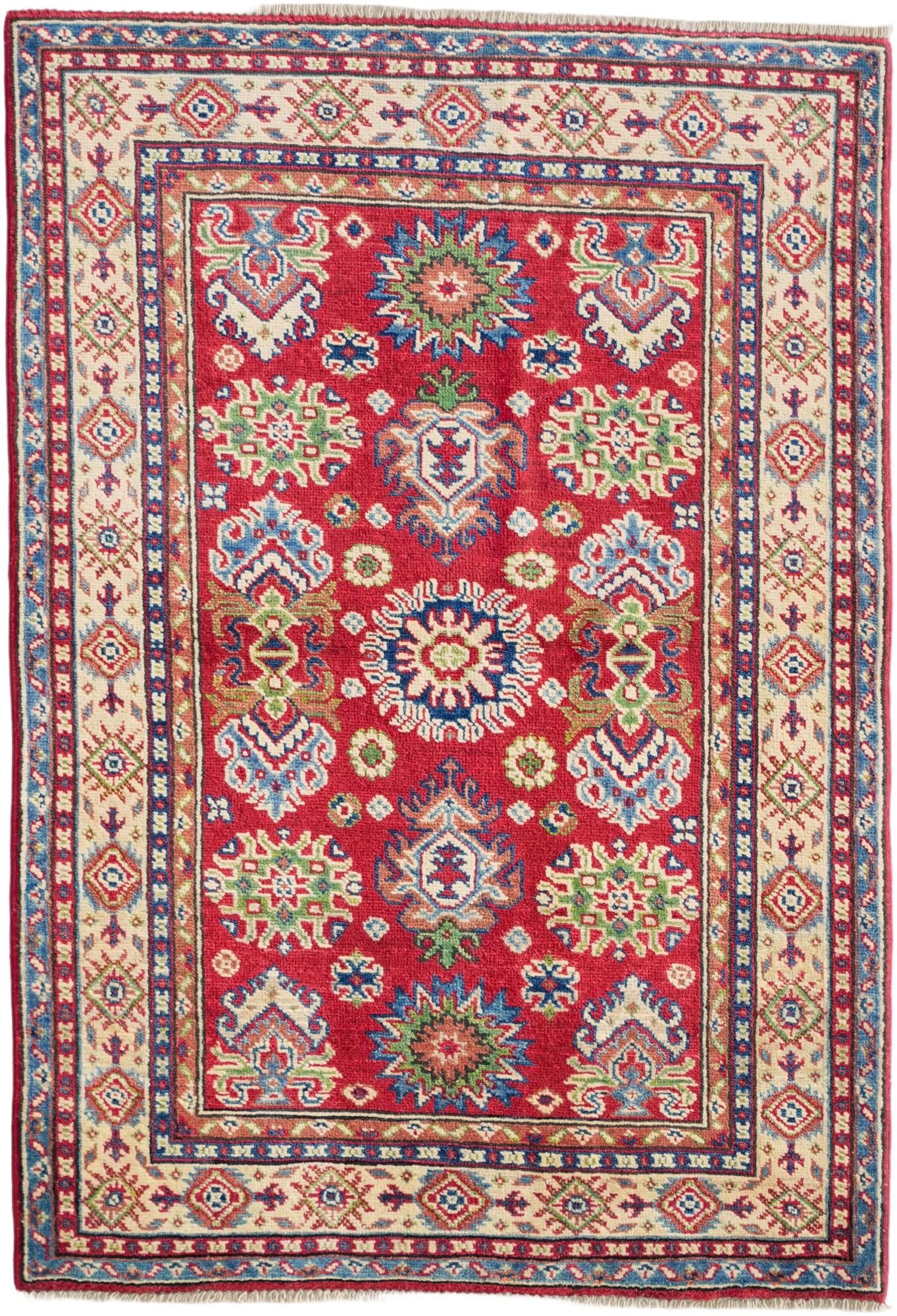 3' 4 x 4' 11 Hand Knotted Kazak Rug