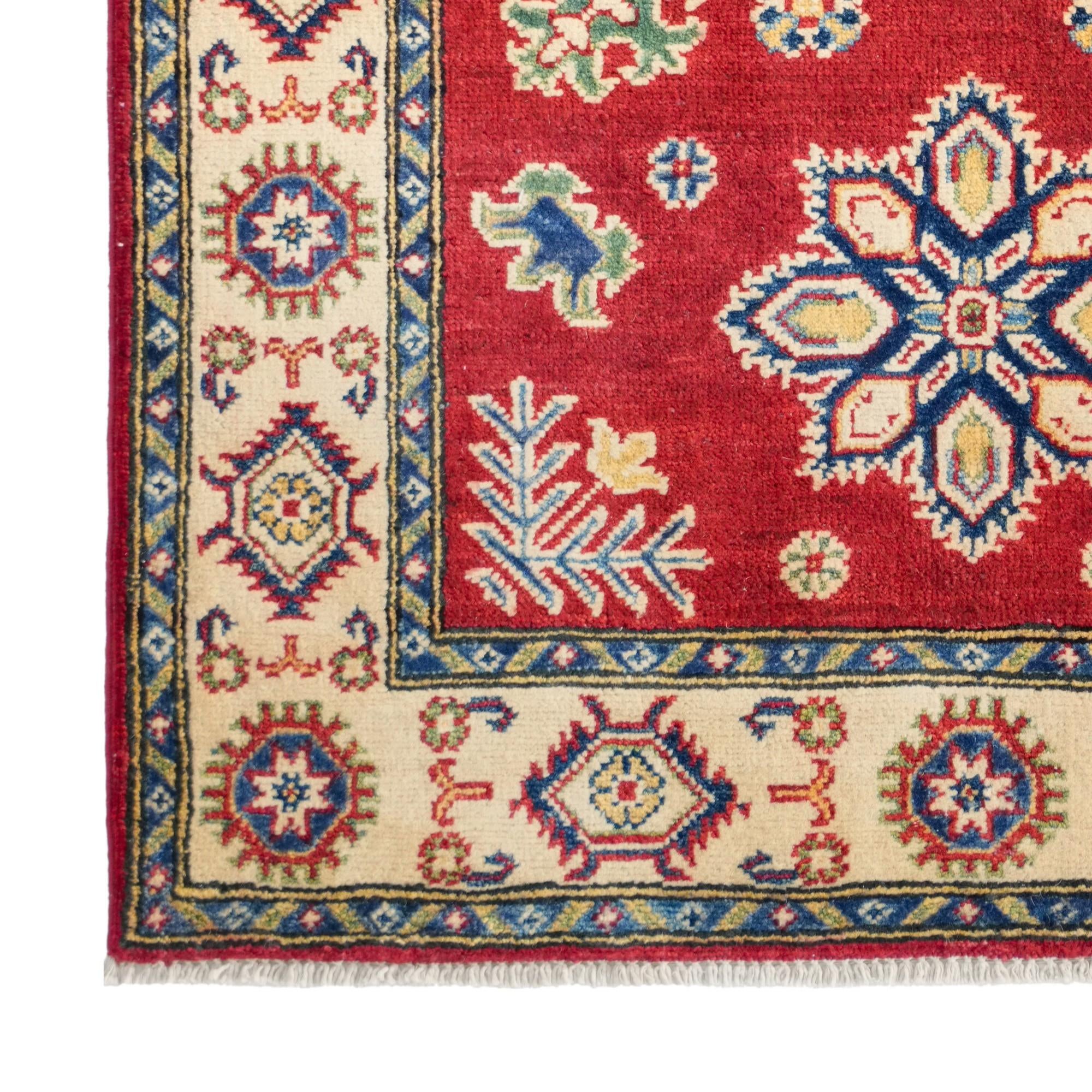 100cm x 155cm Handgeknüpft Kazak Teppich