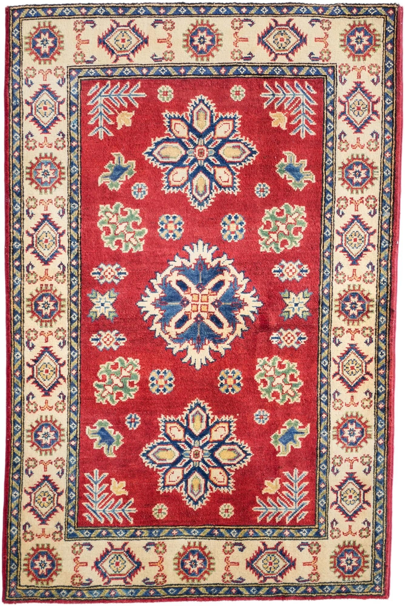 3' 4 x 5' Hand Knotted Kazak Rug
