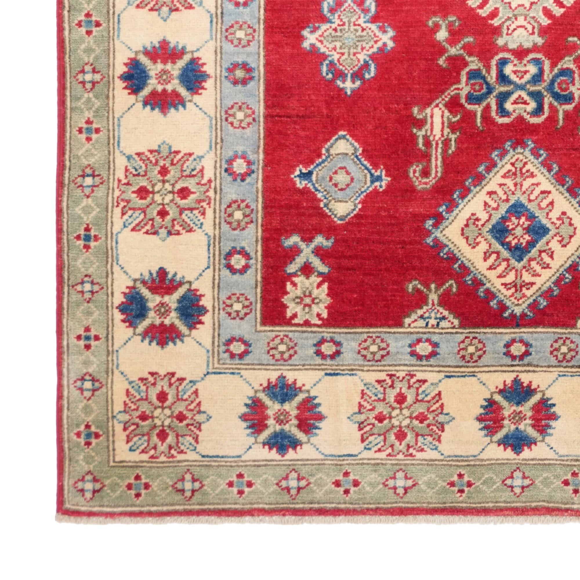 4' x 5' 8 Hand Knotted Kazak Rug