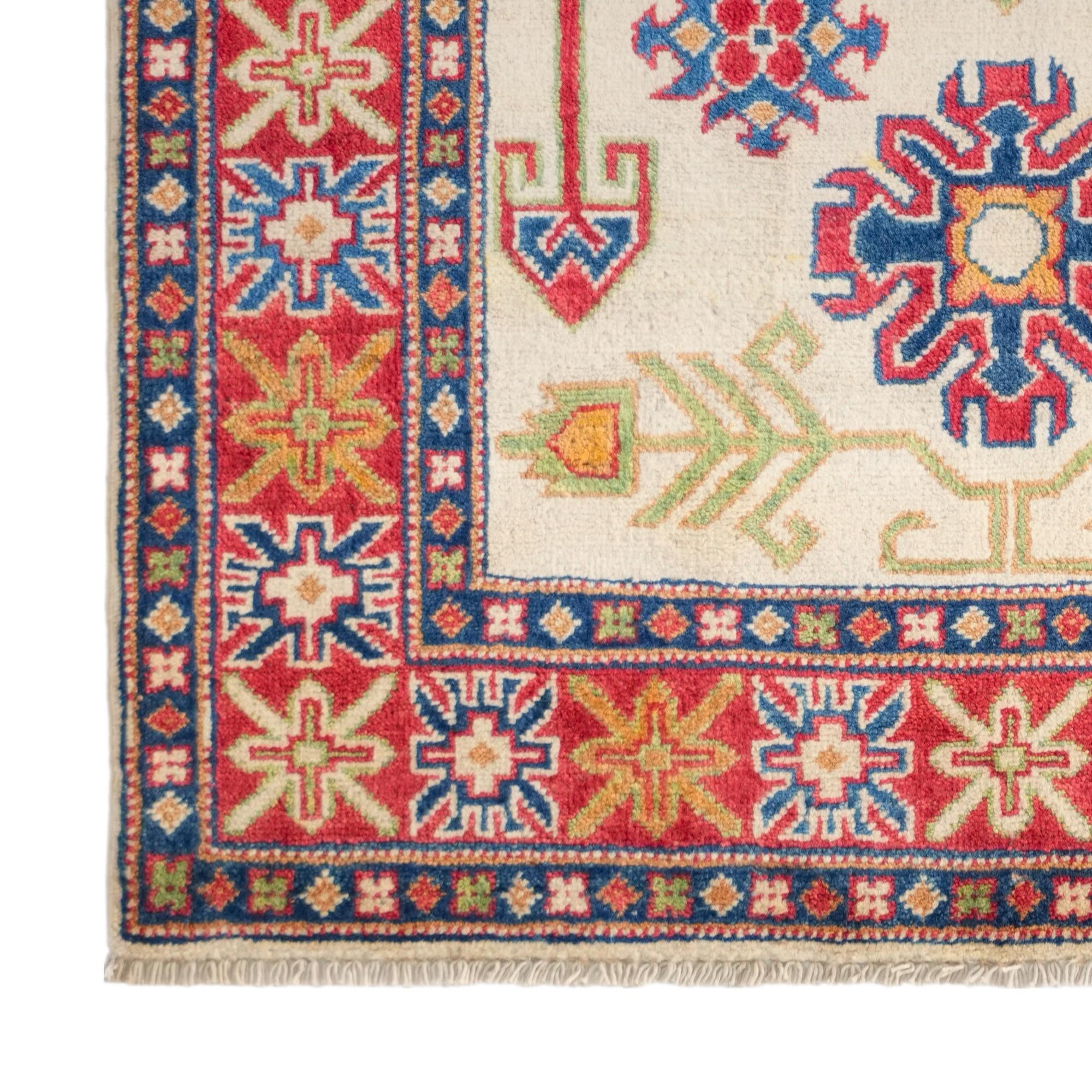 3' 5 x 5' 2 Hand Knotted Kazak Rug