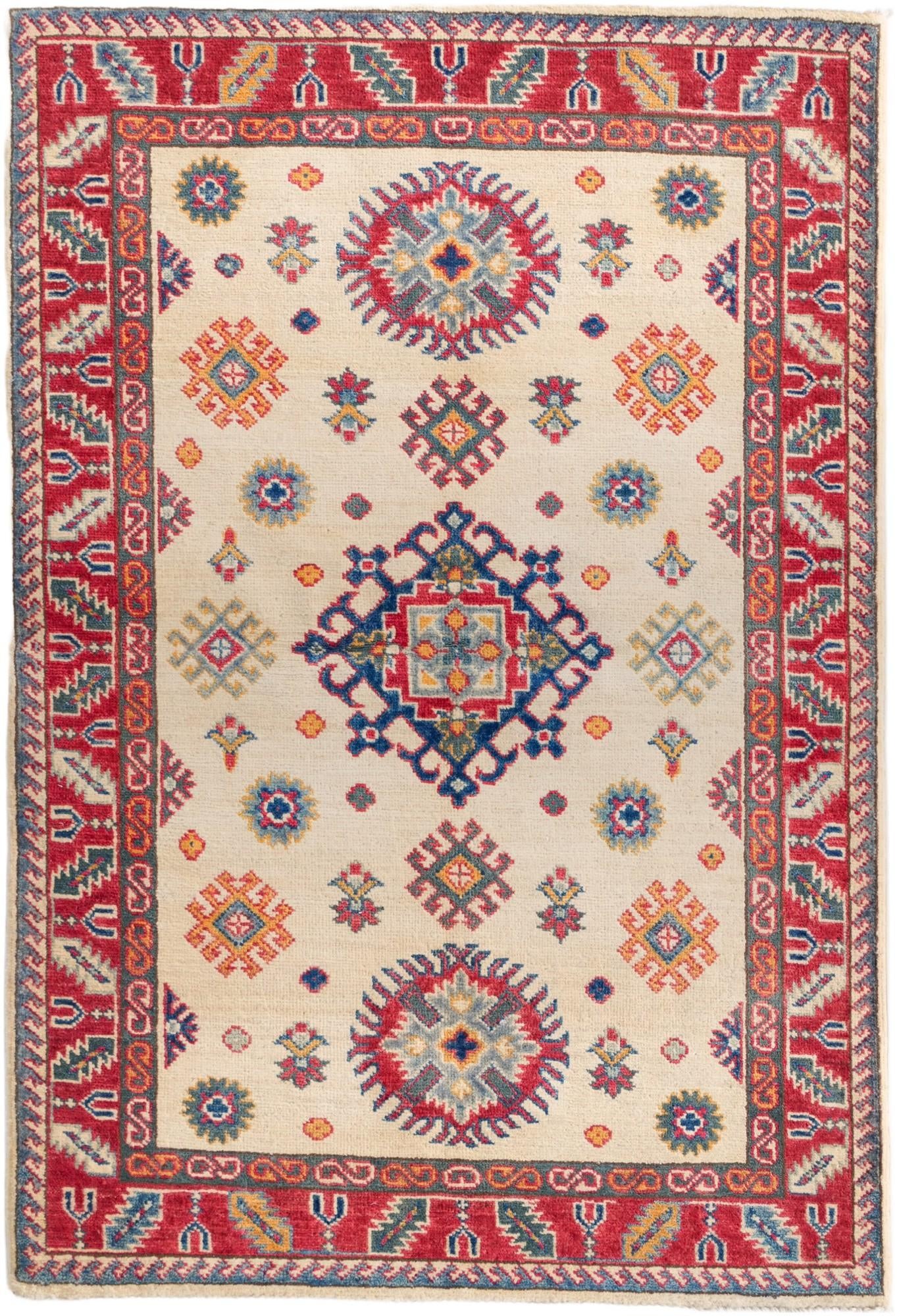 3' 4 x 4' 11 Hand Knotted Kazak Rug