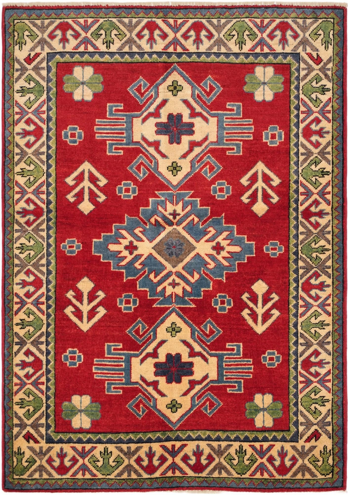 3' 5 x 4' 9 Hand Knotted Kazak Rug