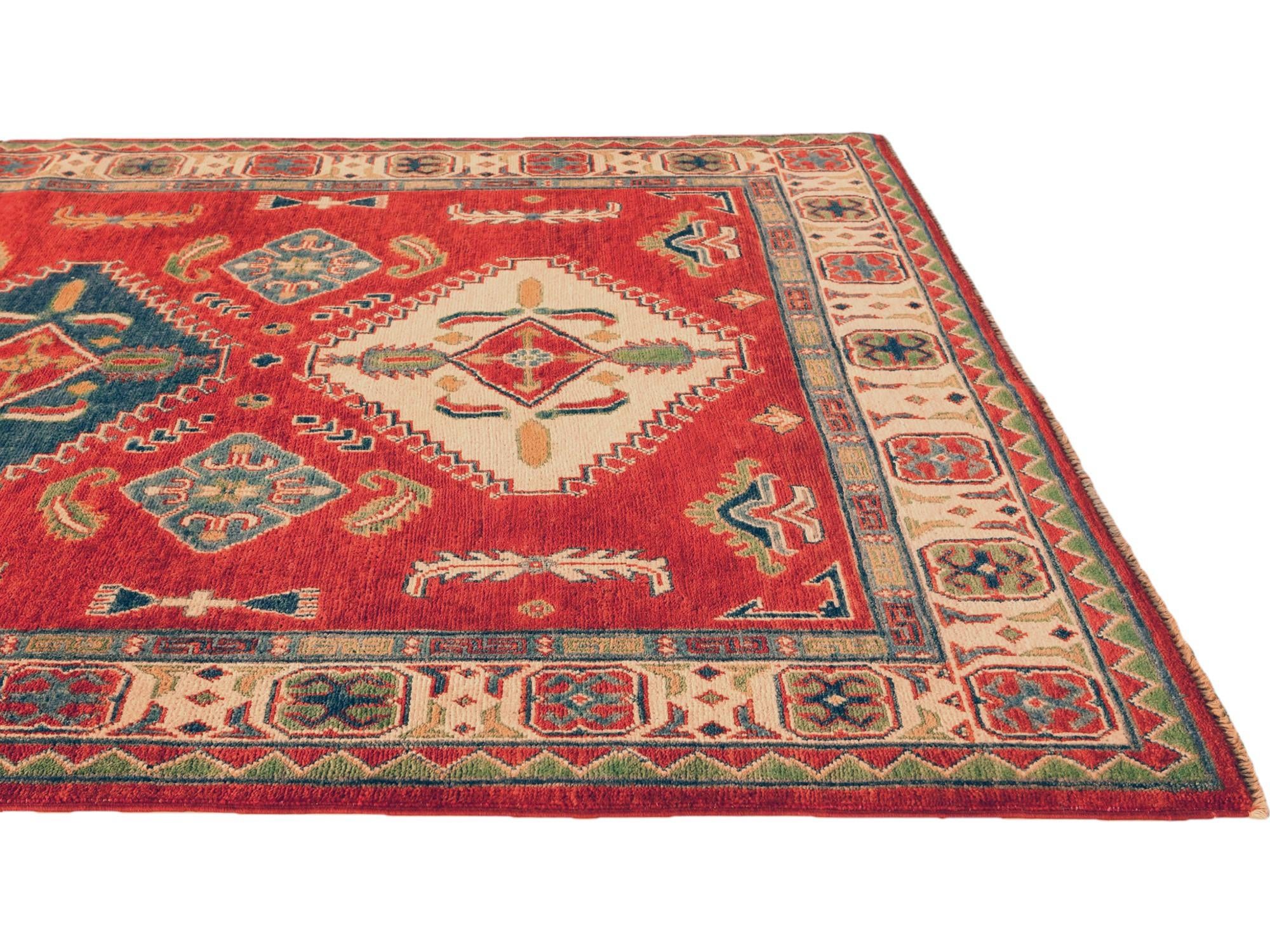4' 9 x 7' 2 Hand Knotted Kazak Rug