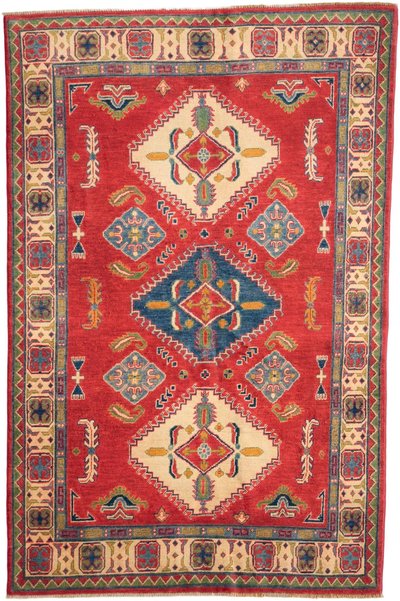 4' 9 x 7' 2 Hand Knotted Kazak Rug