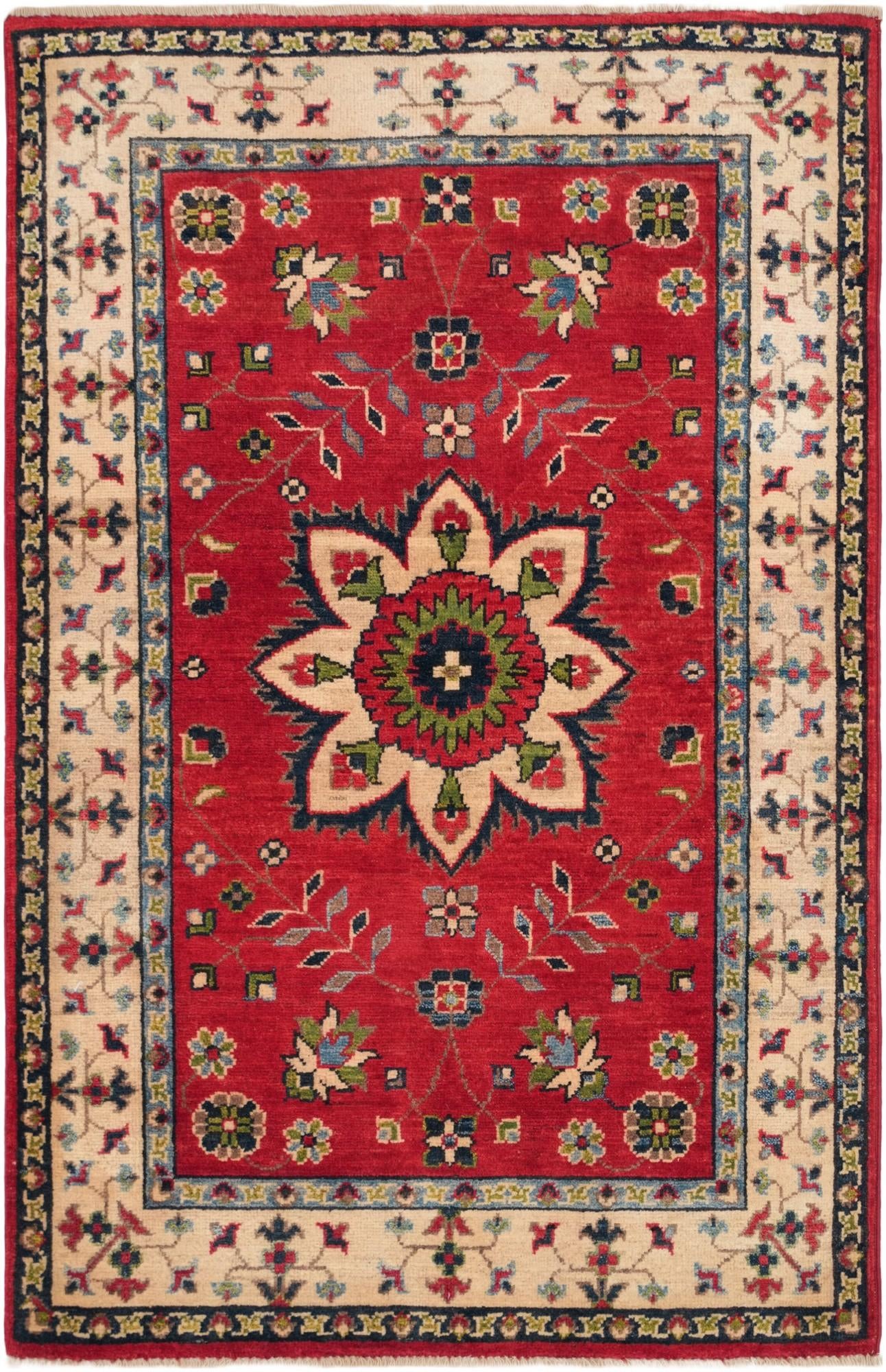 3' 2 x 4' 11 Hand Knotted Kazak Rug