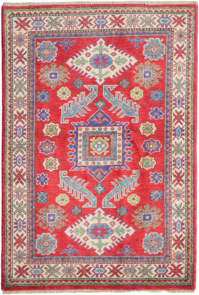 3' 4 x 4' 11 Hand Knotted Kazak Rug