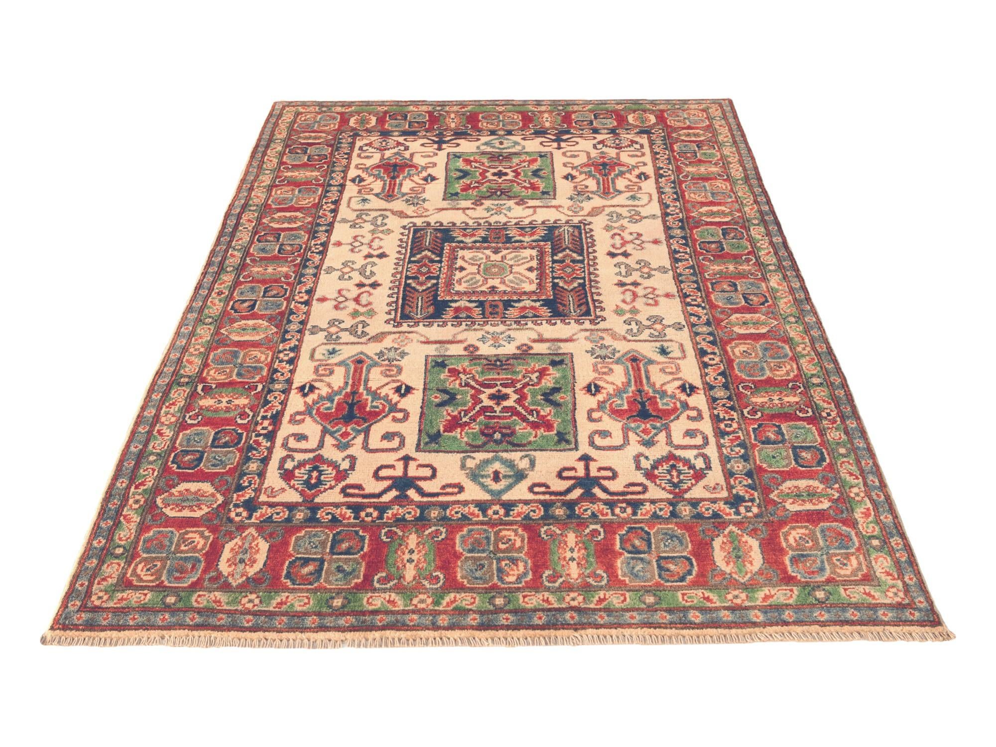 4' 2 x 6' 3 Hand Knotted Kazak Rug