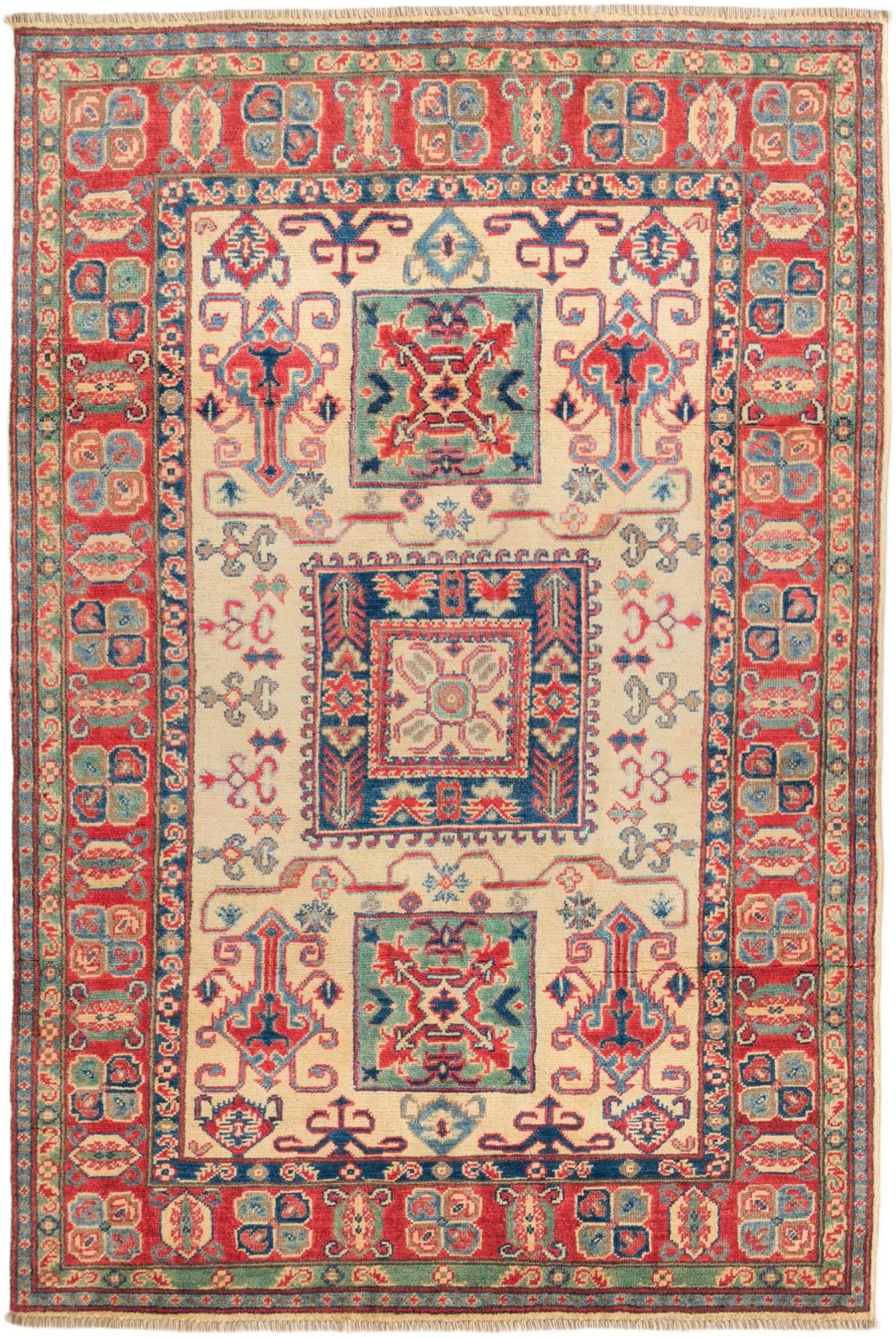 4' 2 x 6' 3 Hand Knotted Kazak Rug