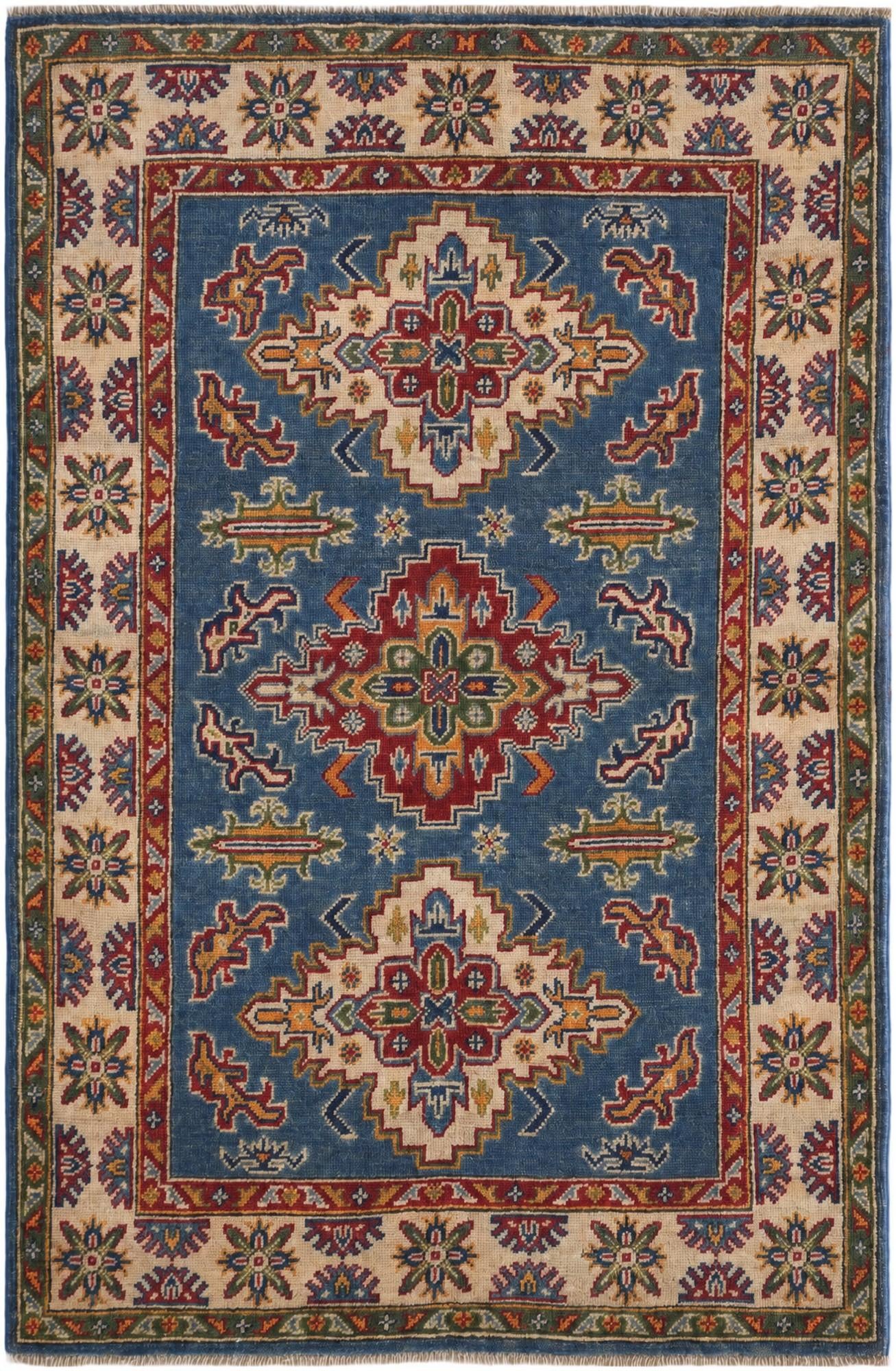 3' 5 x 5' 2 Hand Knotted Kazak Rug