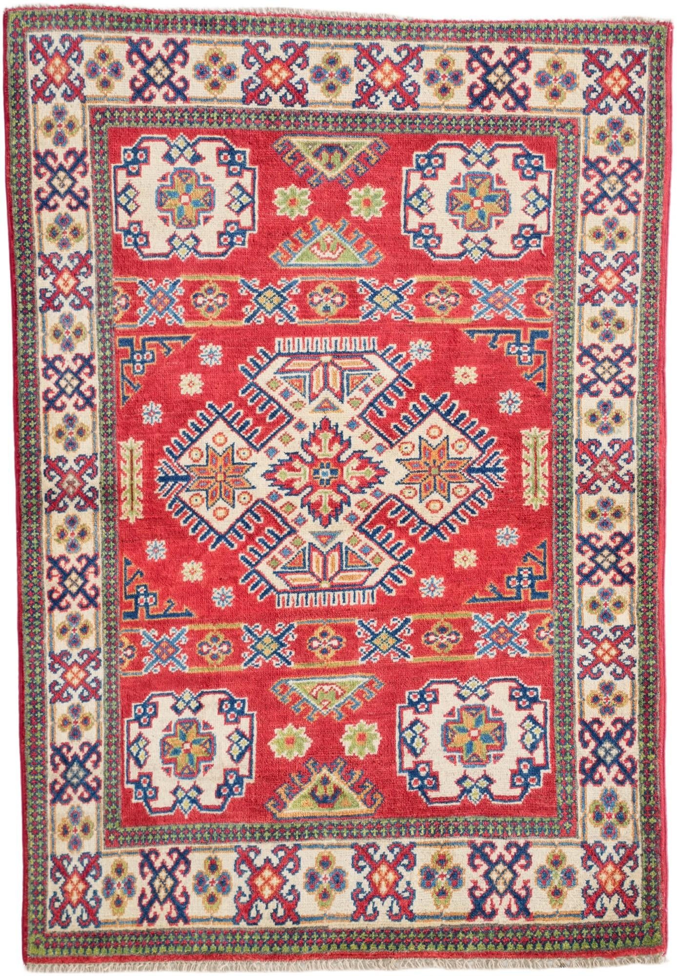3' 4 x 4' 9 Hand Knotted Kazak Rug
