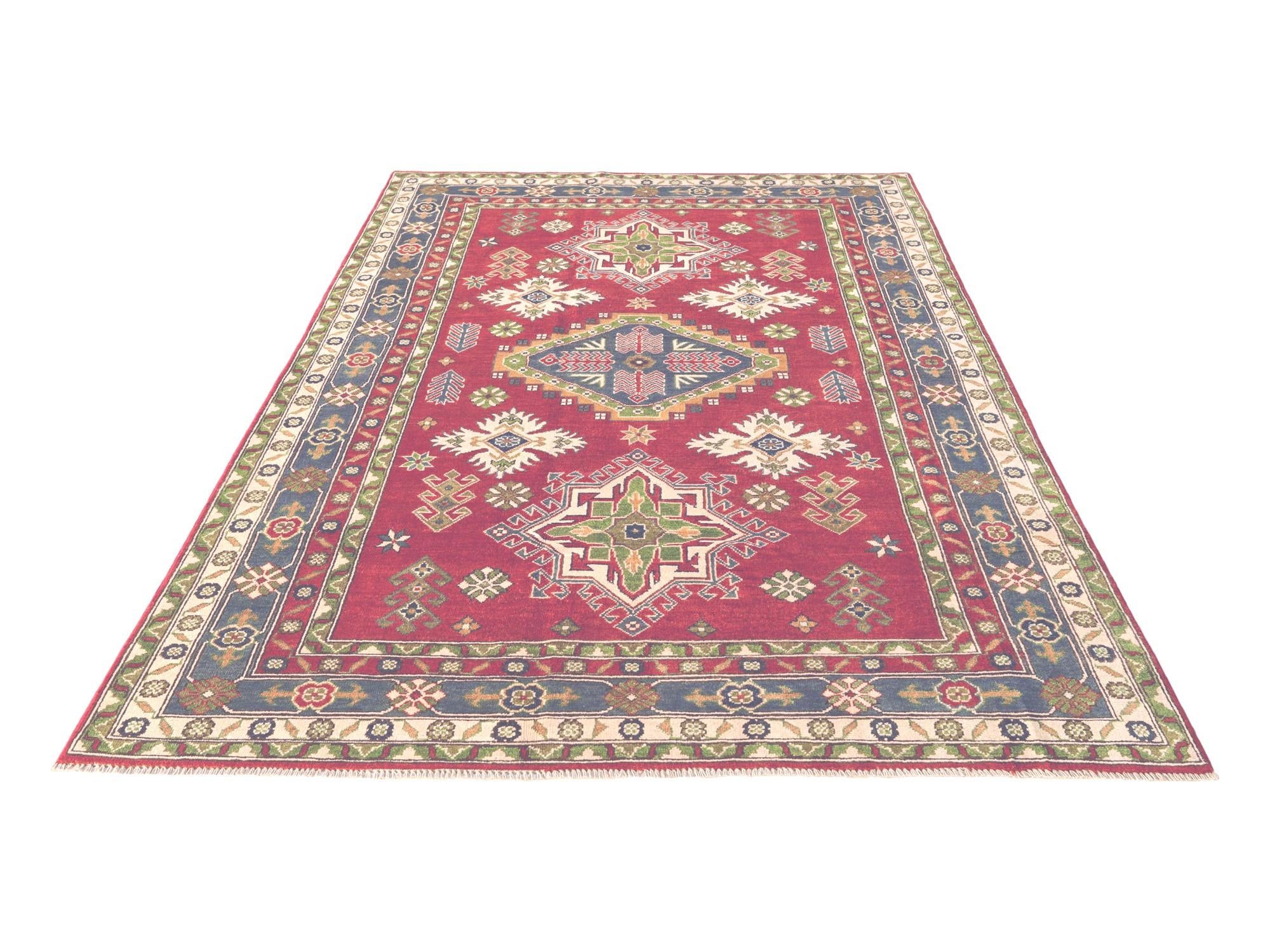 5' 11 x 9' 4 Hand Knotted Kazak Rug
