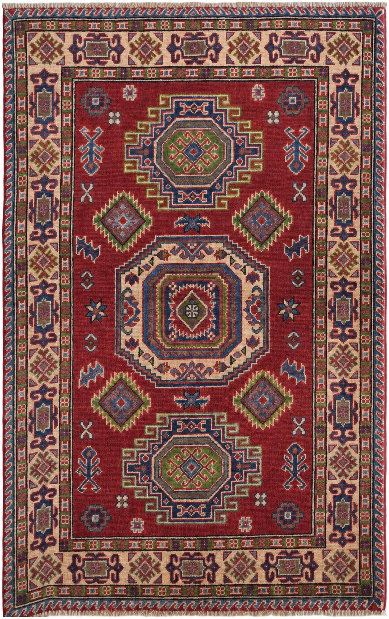 3' 1 x 4' 11 Hand Knotted Kazak Rug