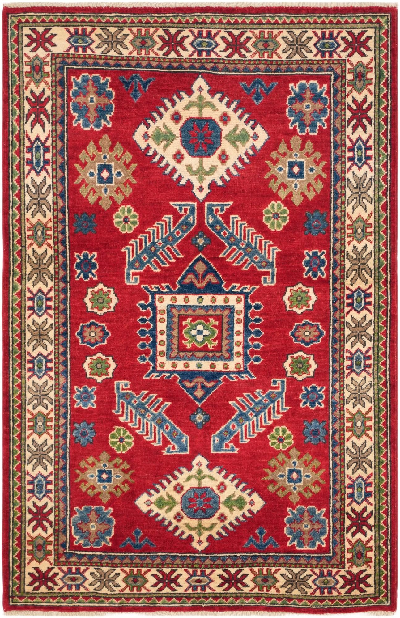 3' 4 x 5' 2 Hand Knotted Kazak Rug