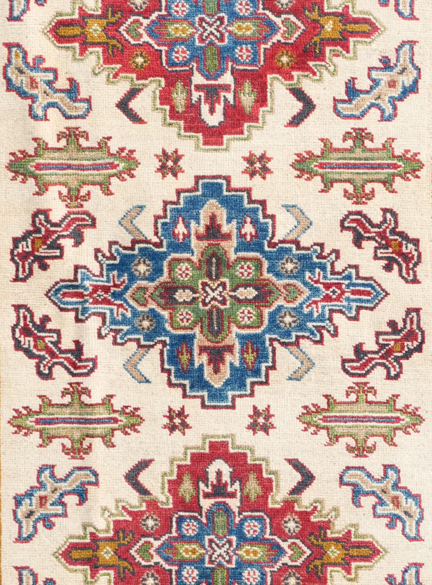 3' 4 x 4' 10 Hand Knotted Kazak Rug
