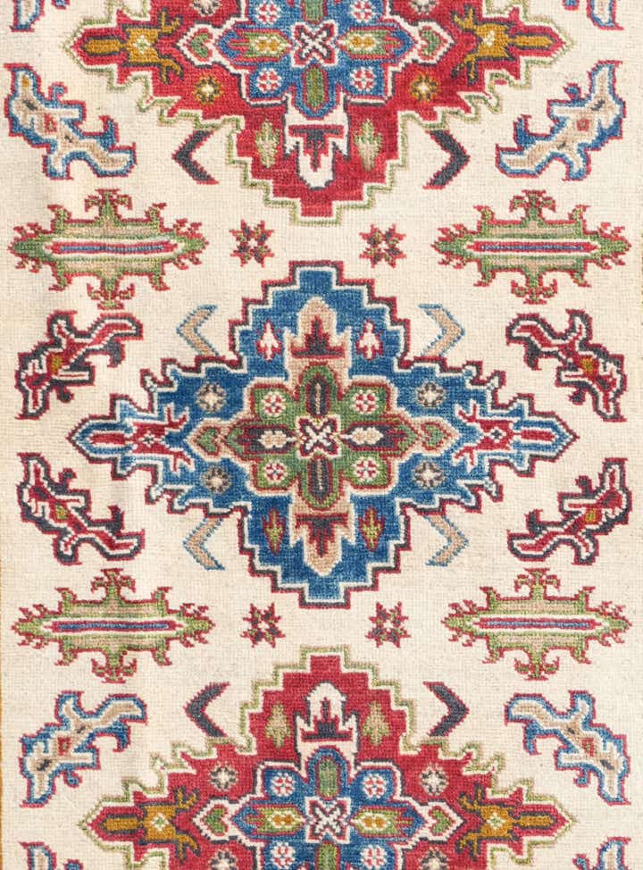 3' 4 x 4' 10 Hand Knotted Kazak Rug