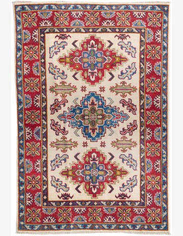 3' 4 x 4' 10 Hand Knotted Kazak Rug