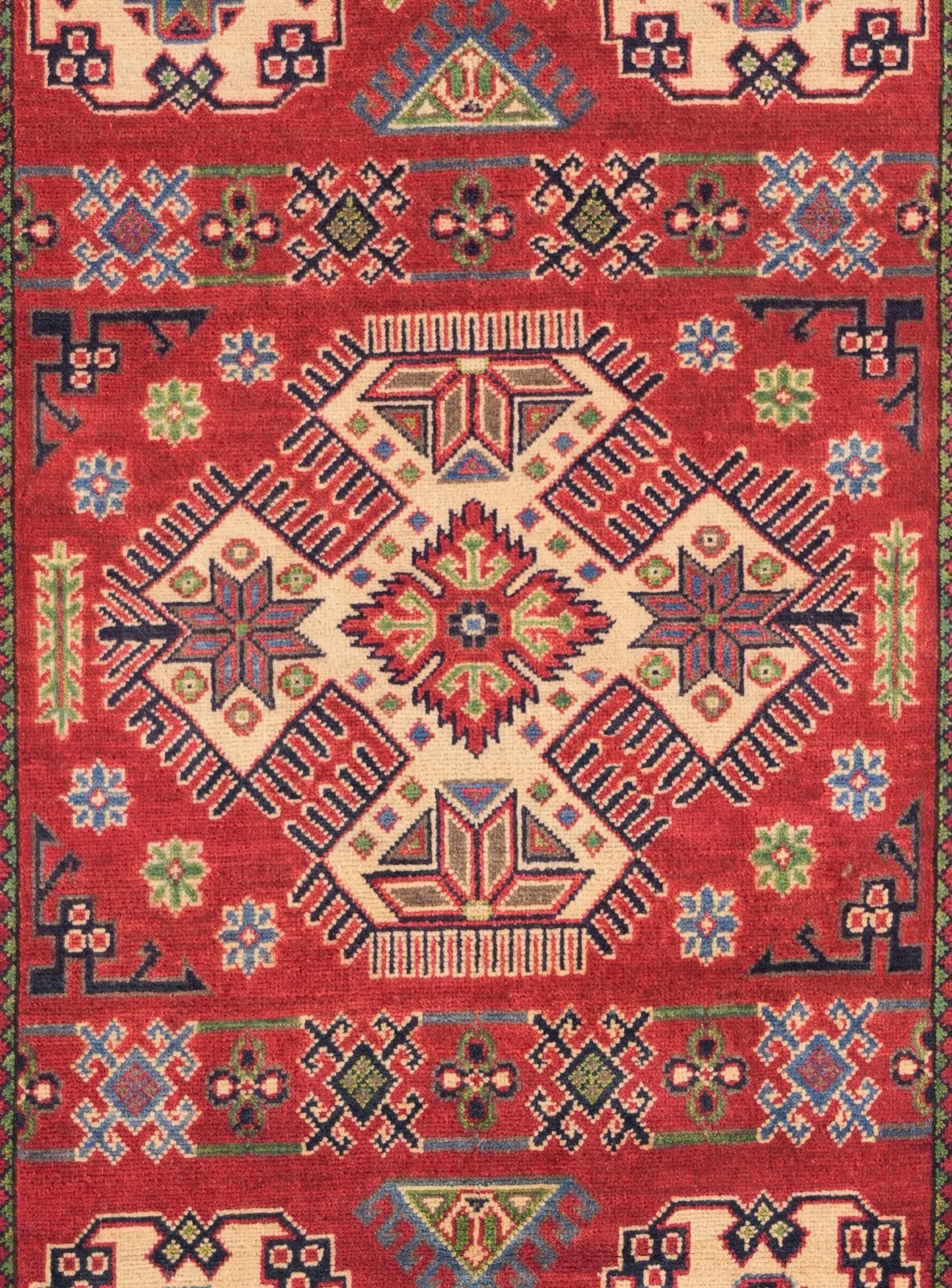 4' x 6' 4 Hand Knotted Kazak Rug