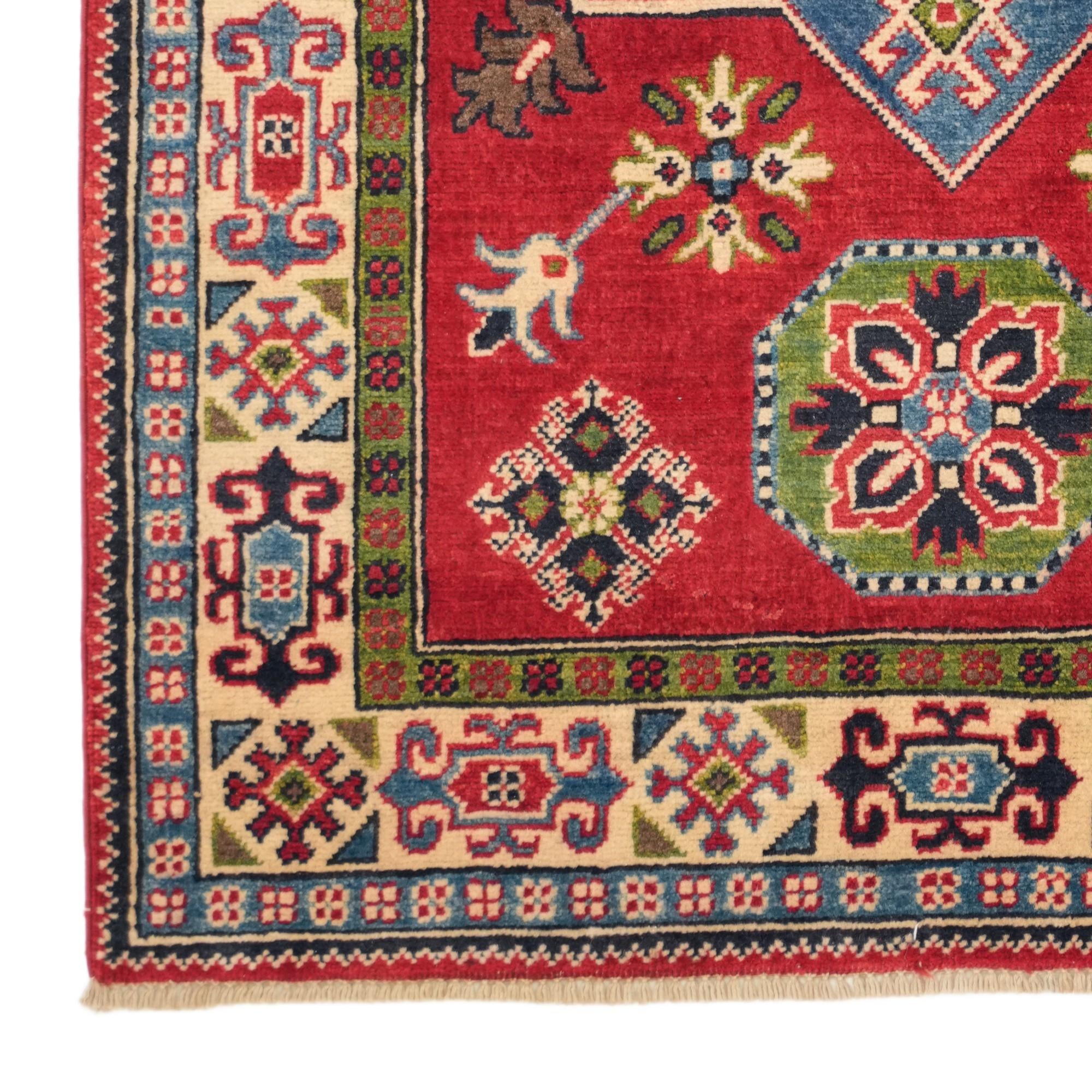 Detail image 7 of 10: 3' 3 x 4' 11 Hand Knotted Kazak Rug