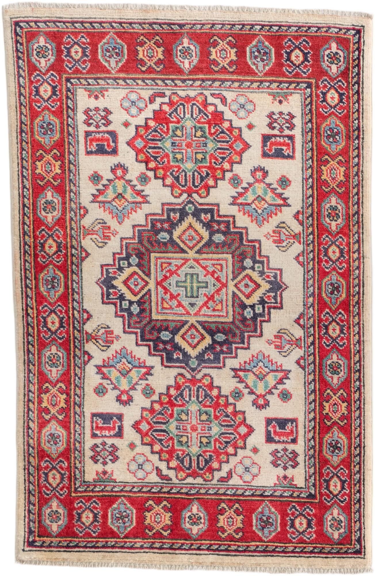 2' 7 x 4' Hand Knotted Kazak Rug