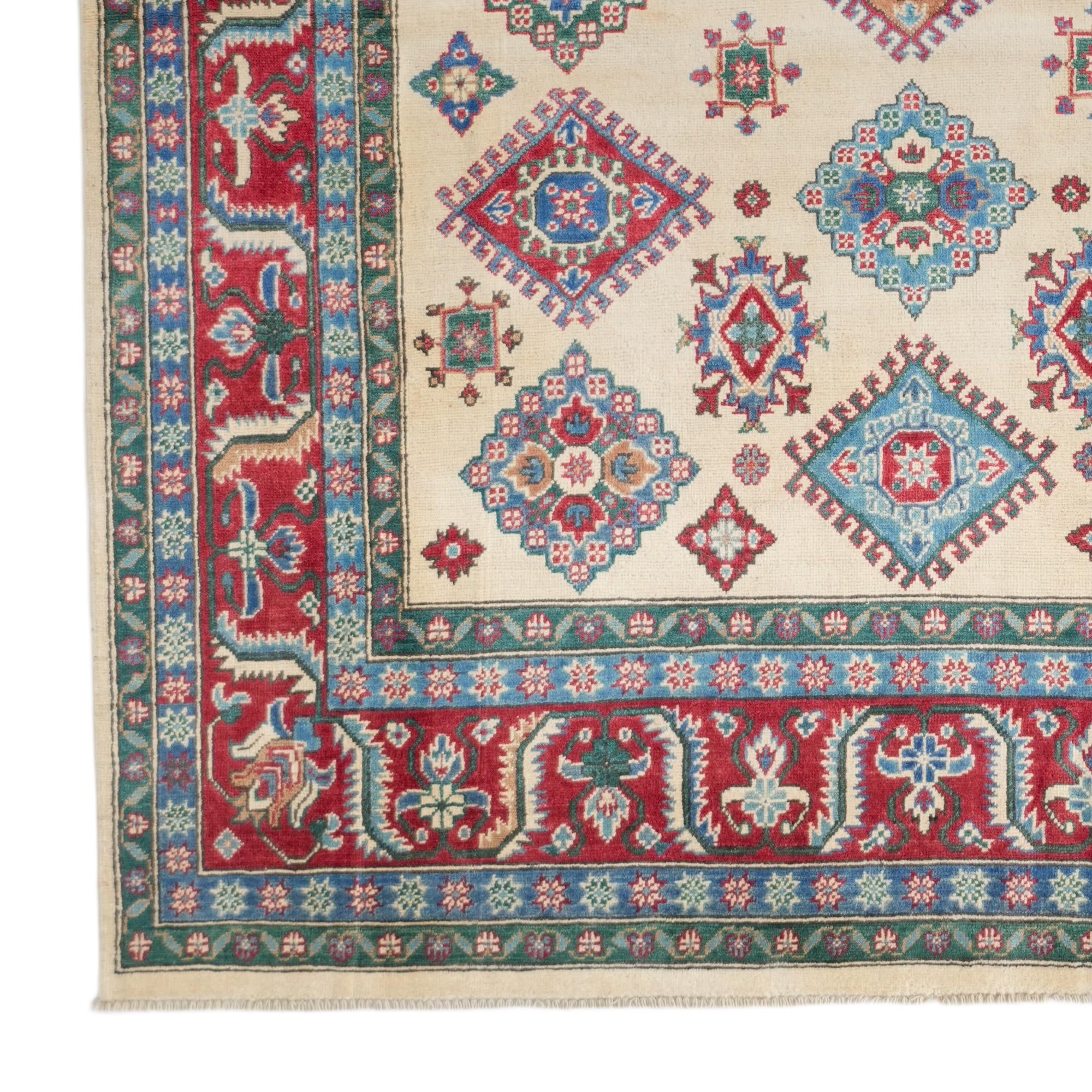 6' 7 x 9' 9 Hand Knotted Kazak Rug