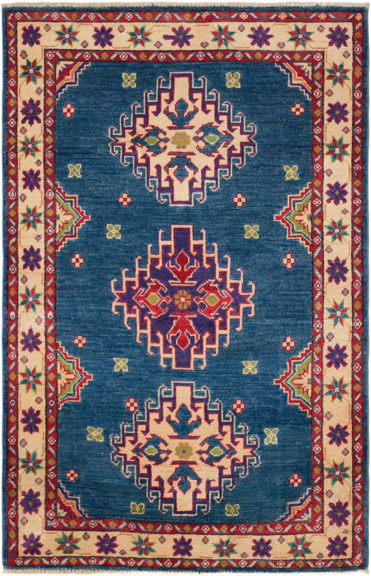 3' 2 x 4' 11 Hand Knotted Kazak Rug