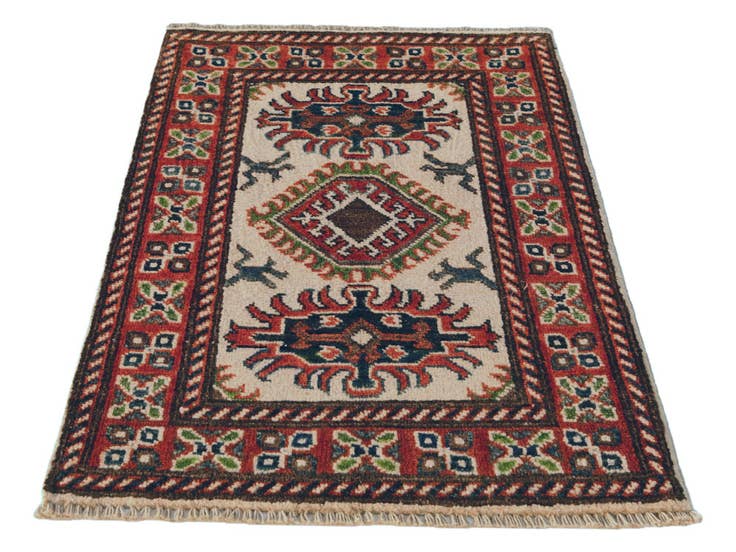 Detailansicht von 60cm x 90cm Handgeknüpft Kazak Teppich
