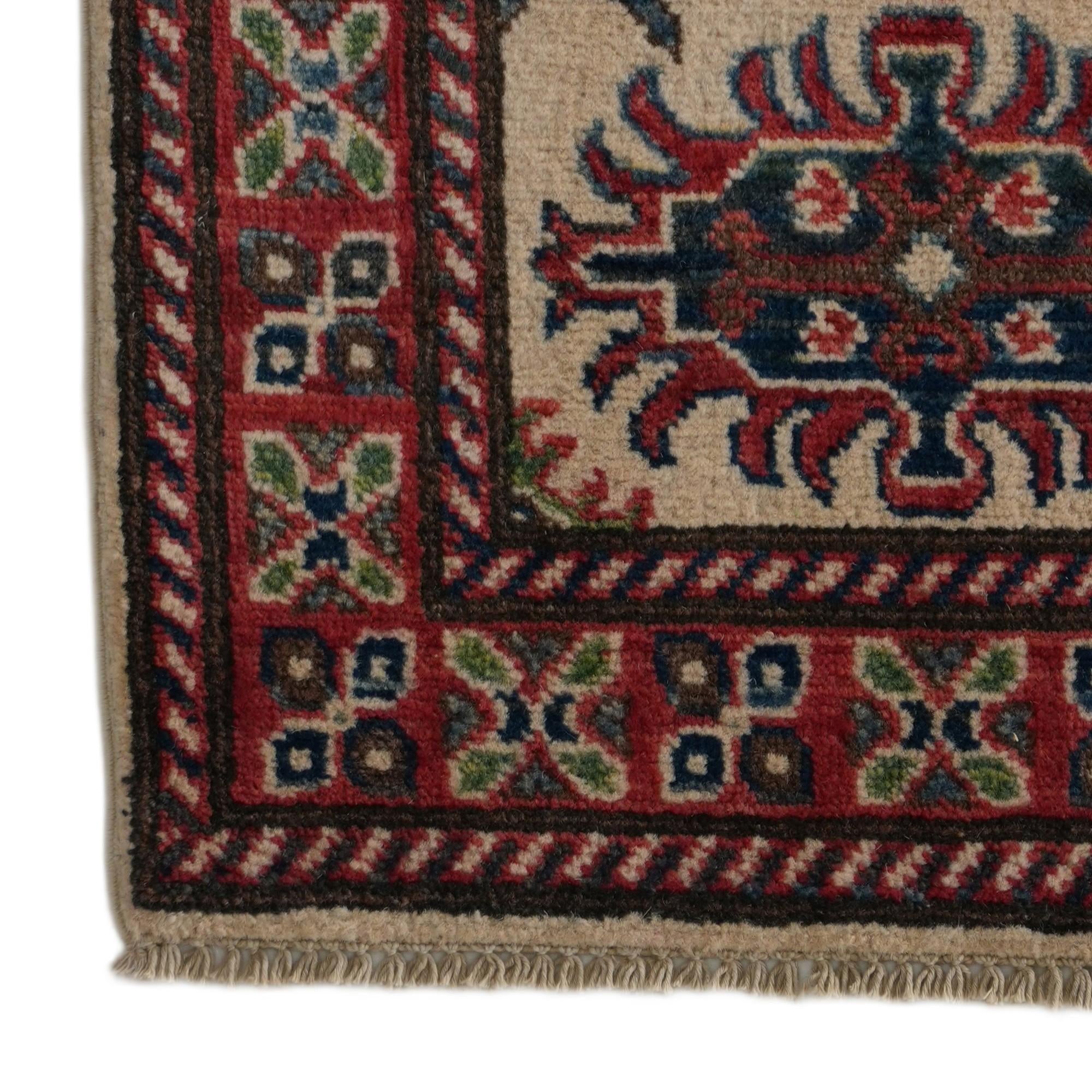 1' 11 x 2' 11 Hand Knotted Kazak Rug