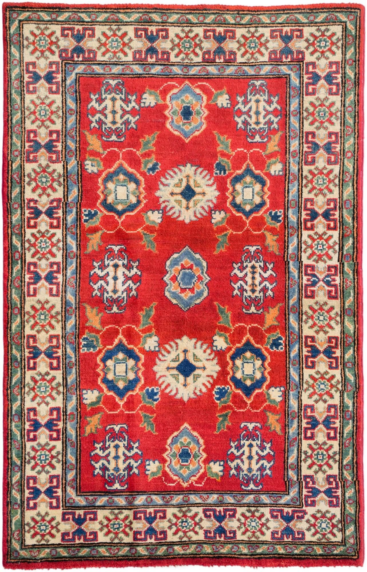 3' 2 x 4' 11 Hand Knotted Kazak Rug