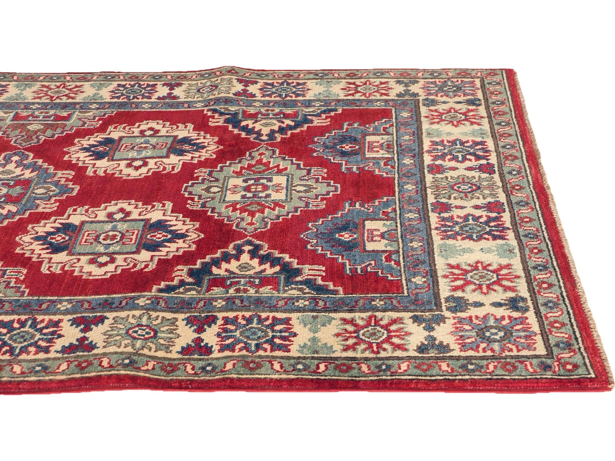 4' 3 x 6' Hand Knotted Kazak Rug