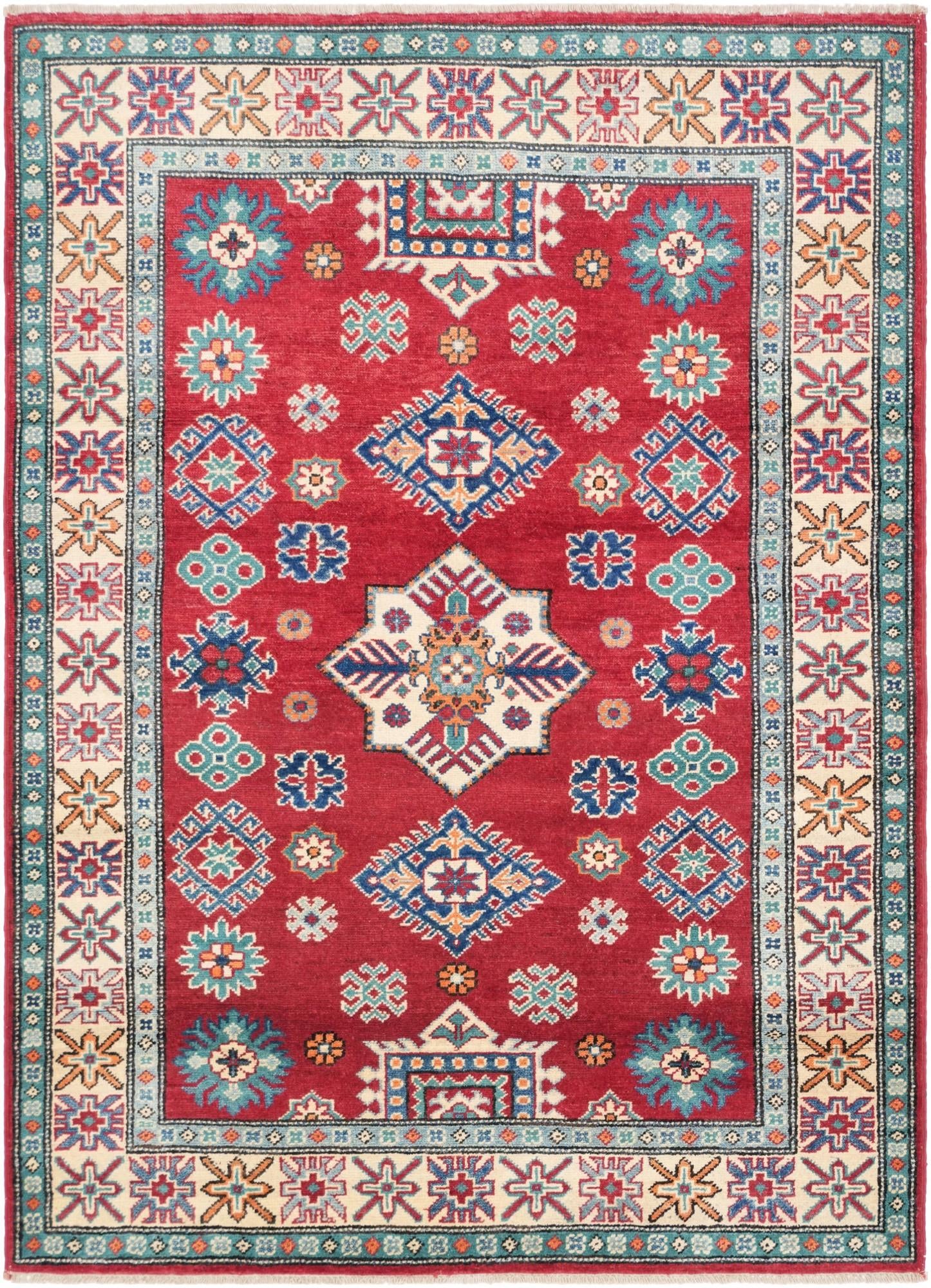 4' x 5' 7 Hand Knotted Kazak Rug