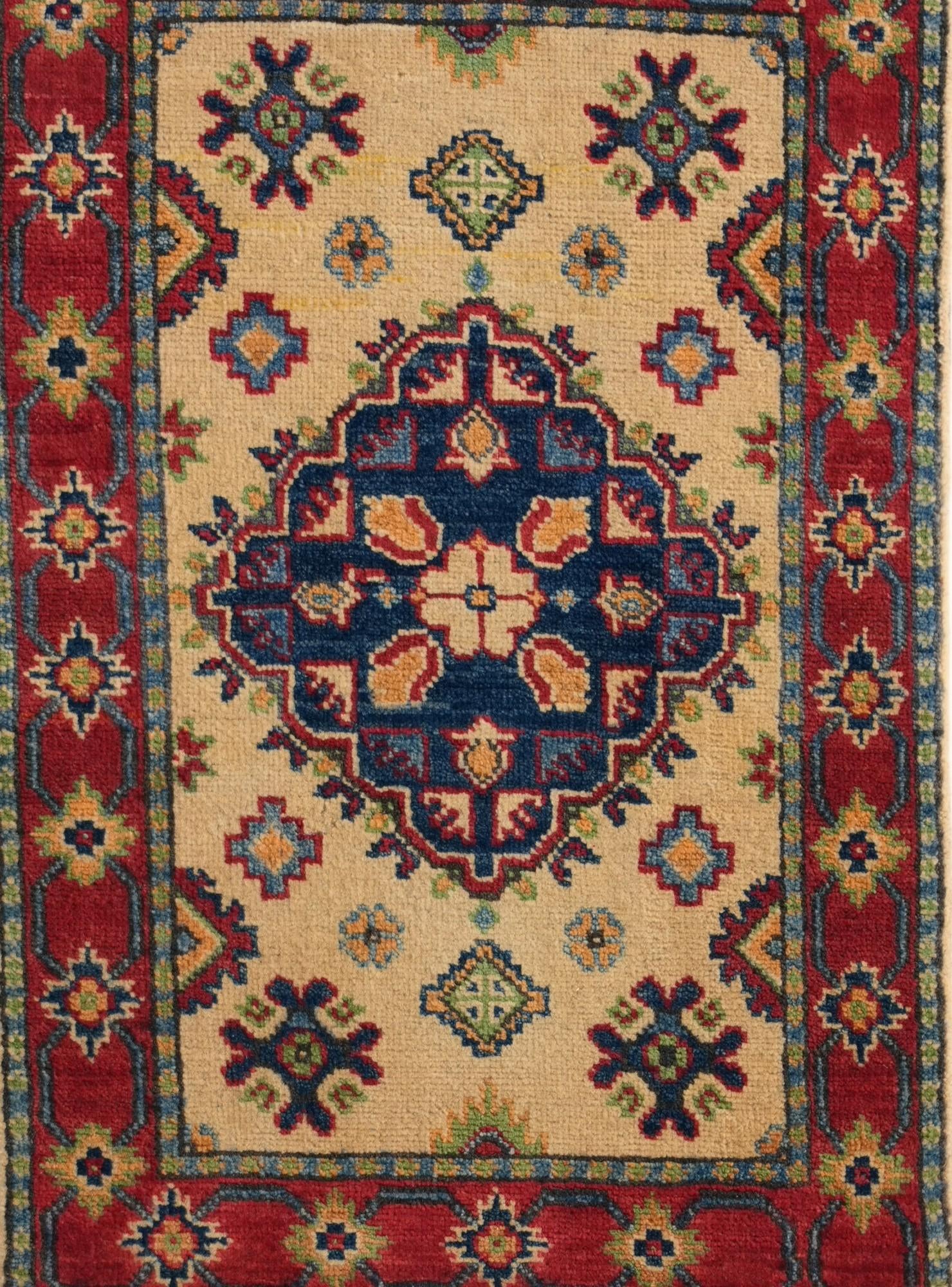 1' 11 x 3' Hand Knotted Kazak Rug