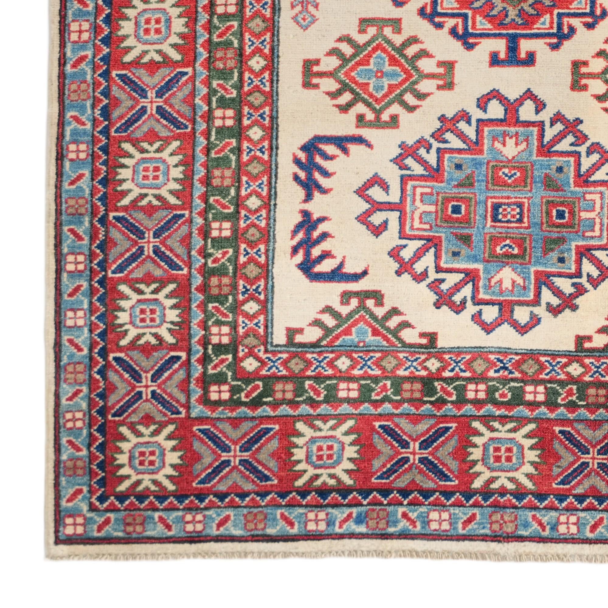 4' 2 x 5' 7 Hand Knotted Kazak Rug