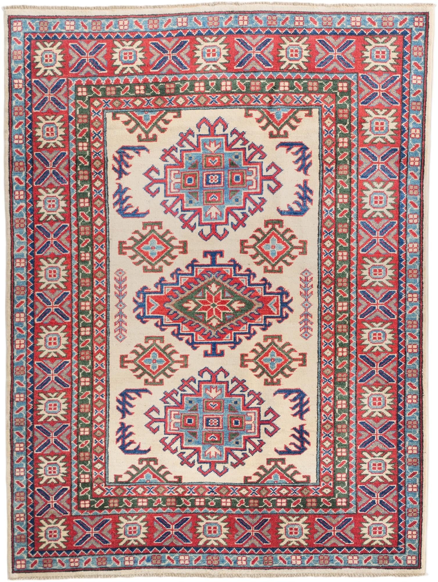 4' 2 x 5' 7 Hand Knotted Kazak Rug
