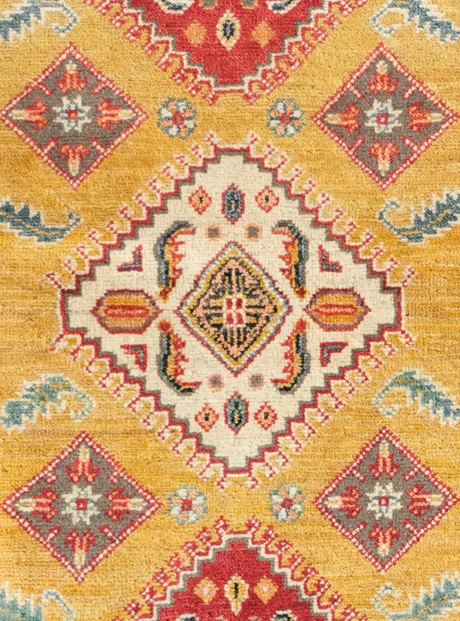 3' 4 x 4' 9 Hand Knotted Kazak Rug