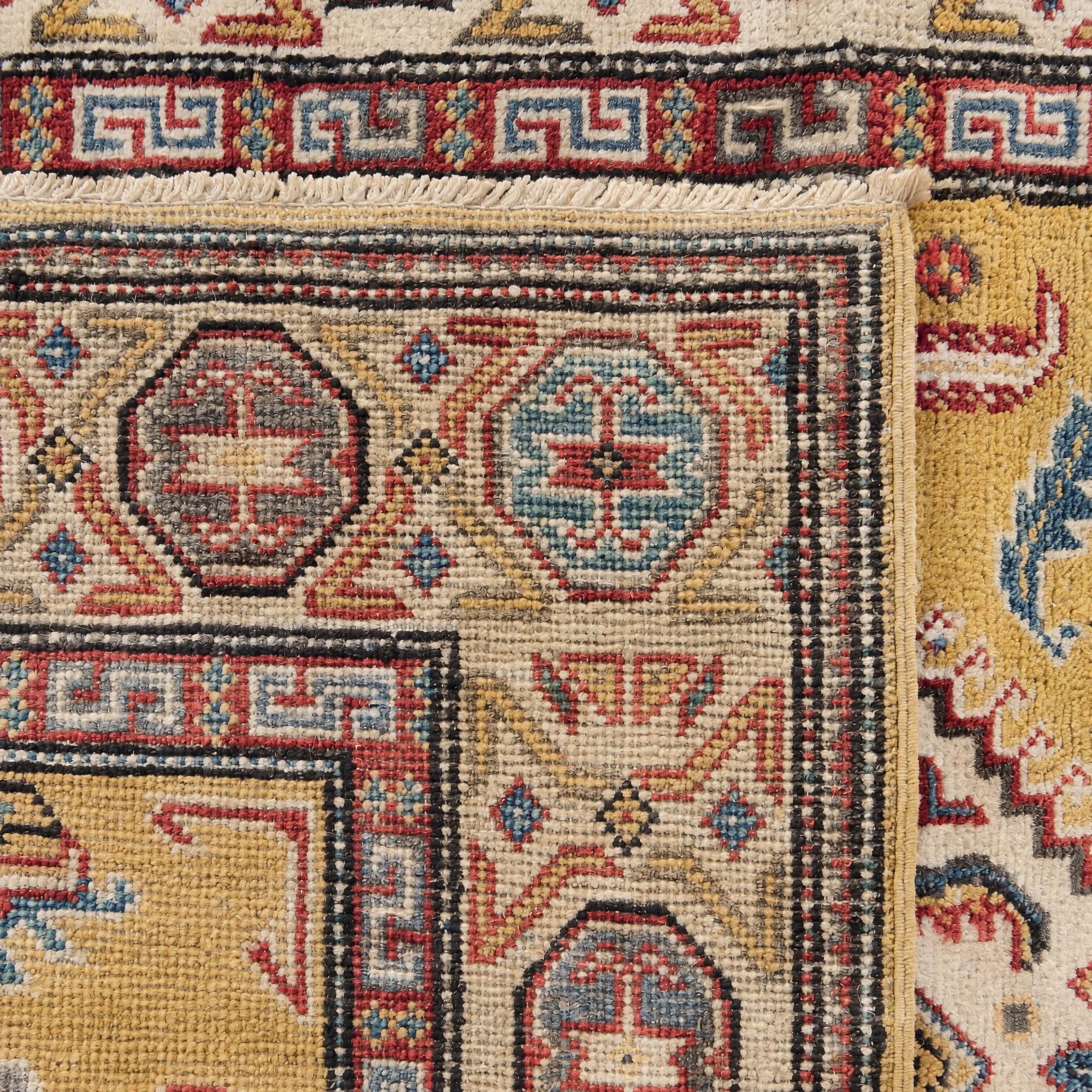 3' 4 x 4' 9 Hand Knotted Kazak Rug