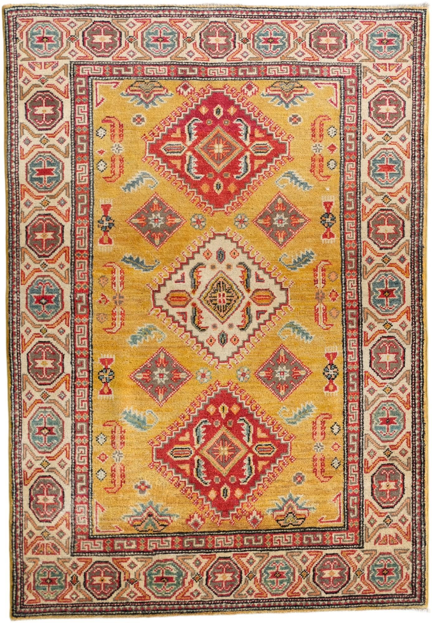 3' 4 x 4' 9 Hand Knotted Kazak Rug