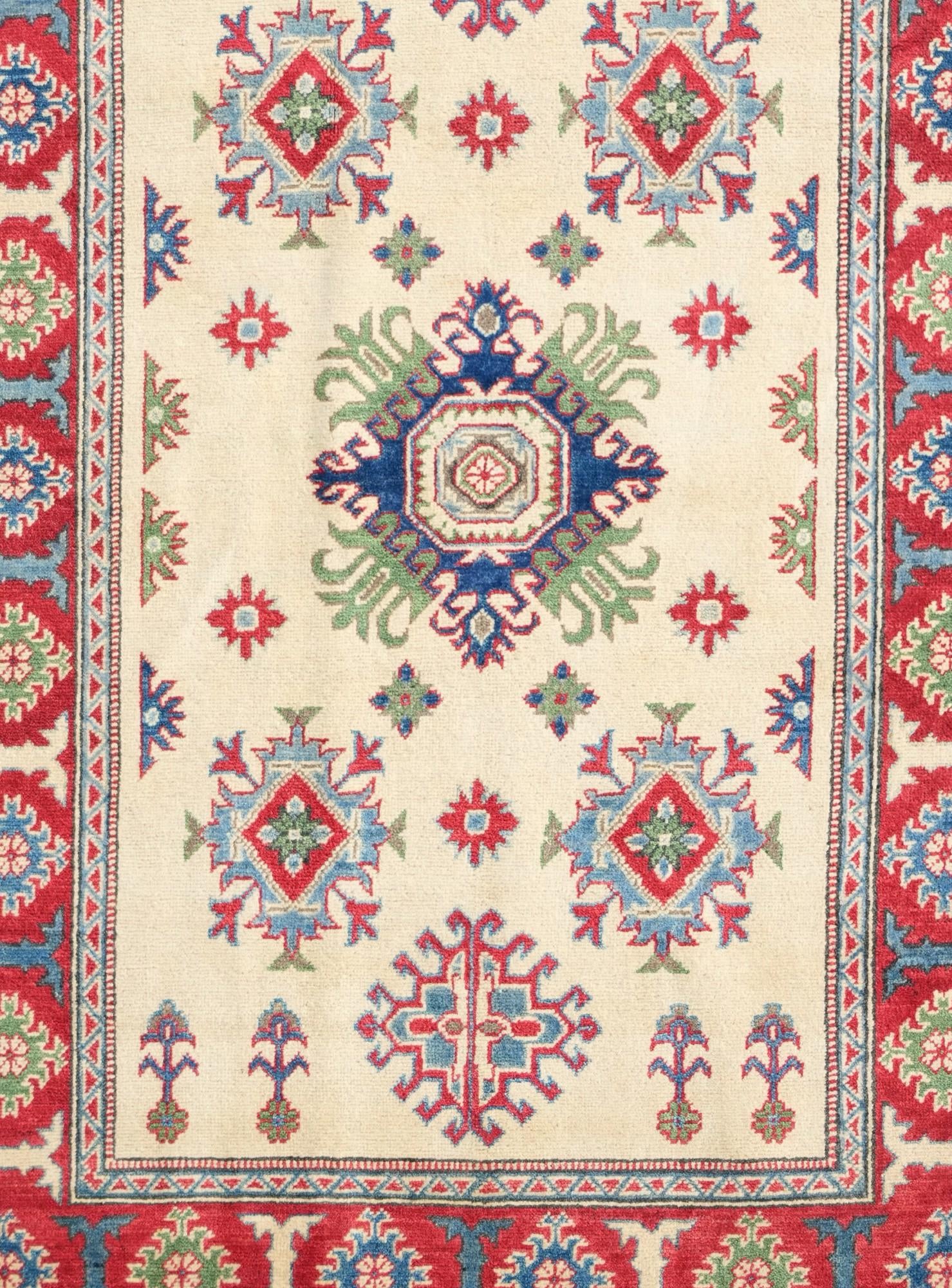 4' x 6' 4 Hand Knotted Kazak Rug