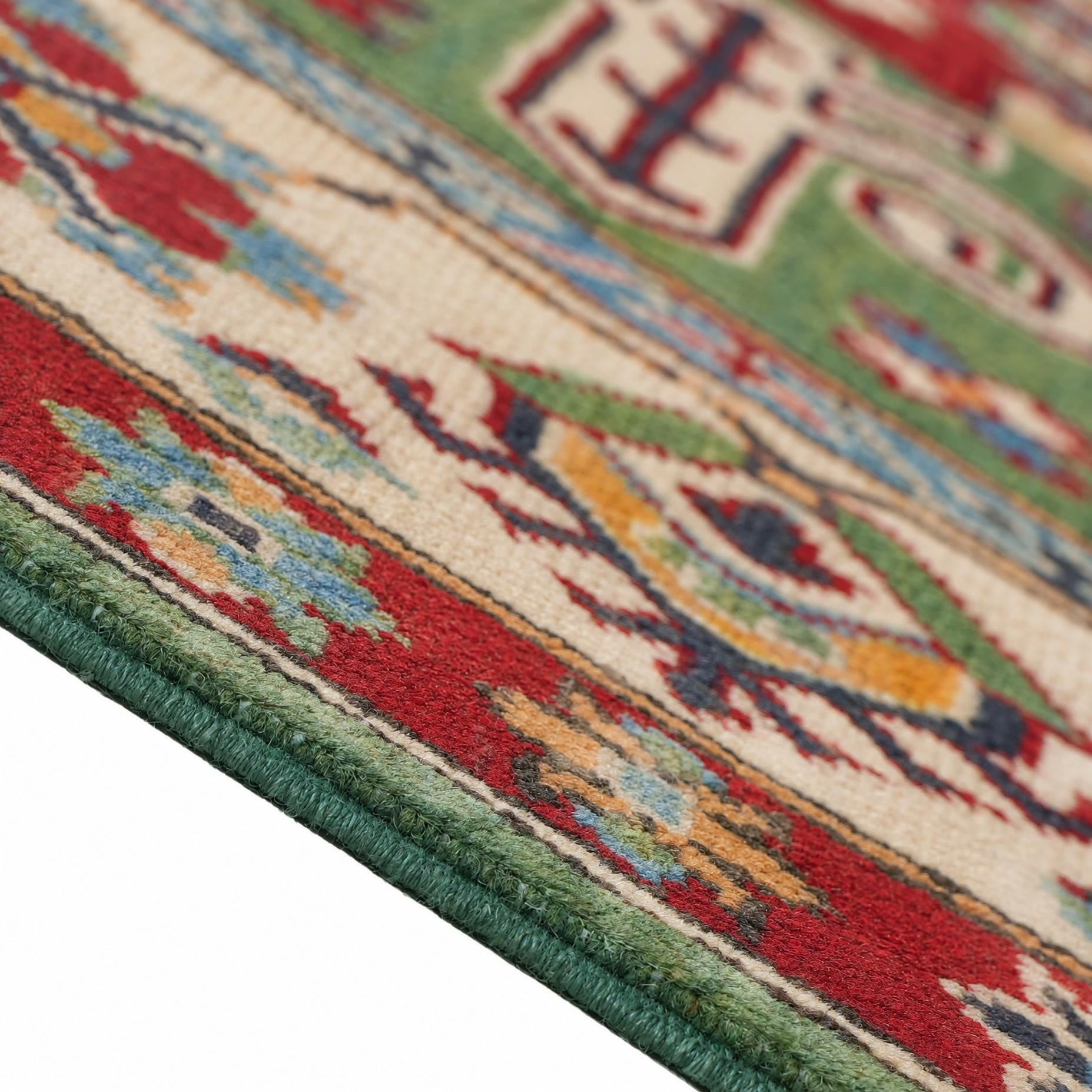 150cm x 215cm Noué main Kazak Tapis