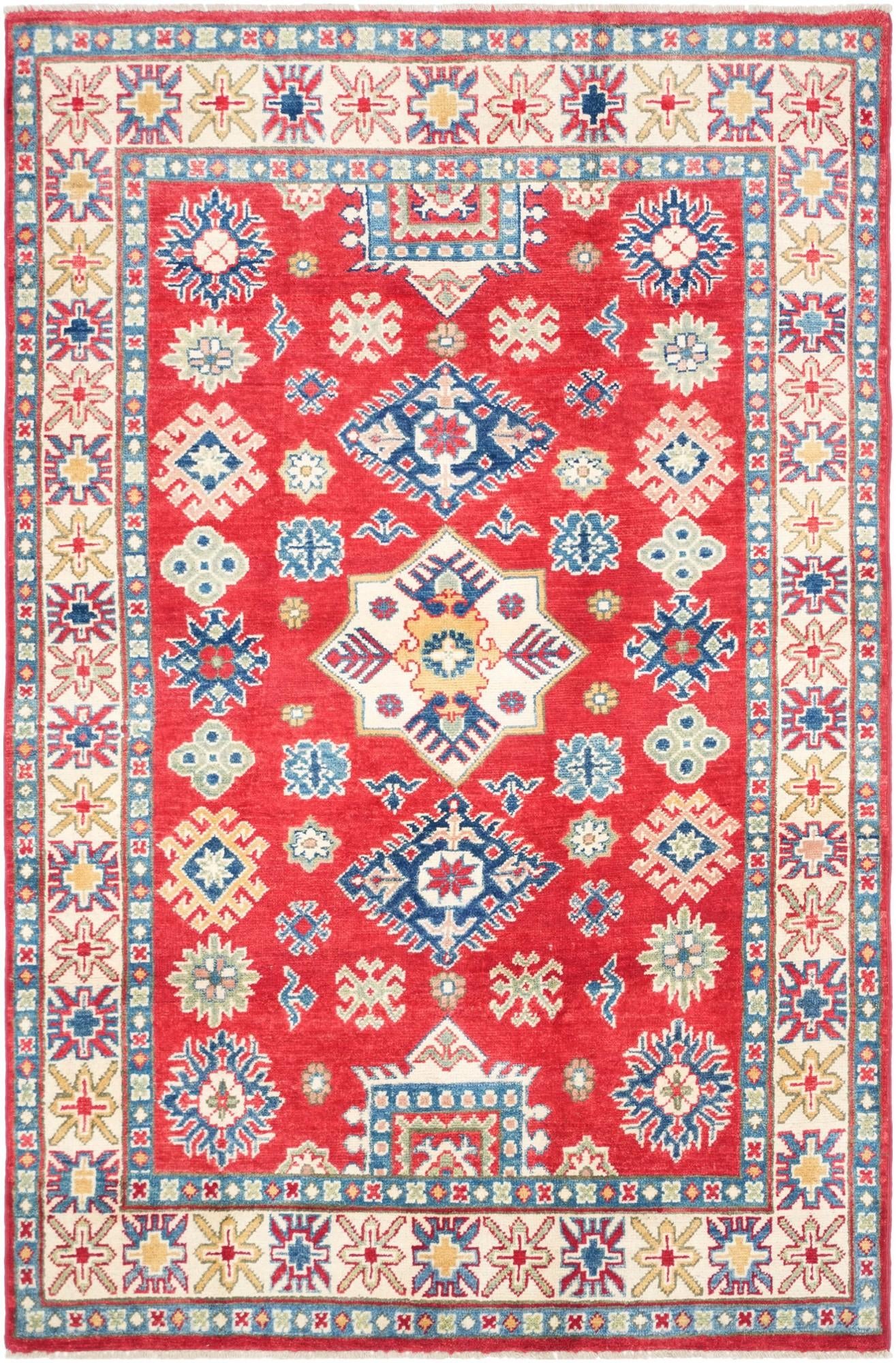 4' x 6' 1 Hand Knotted Kazak Rug