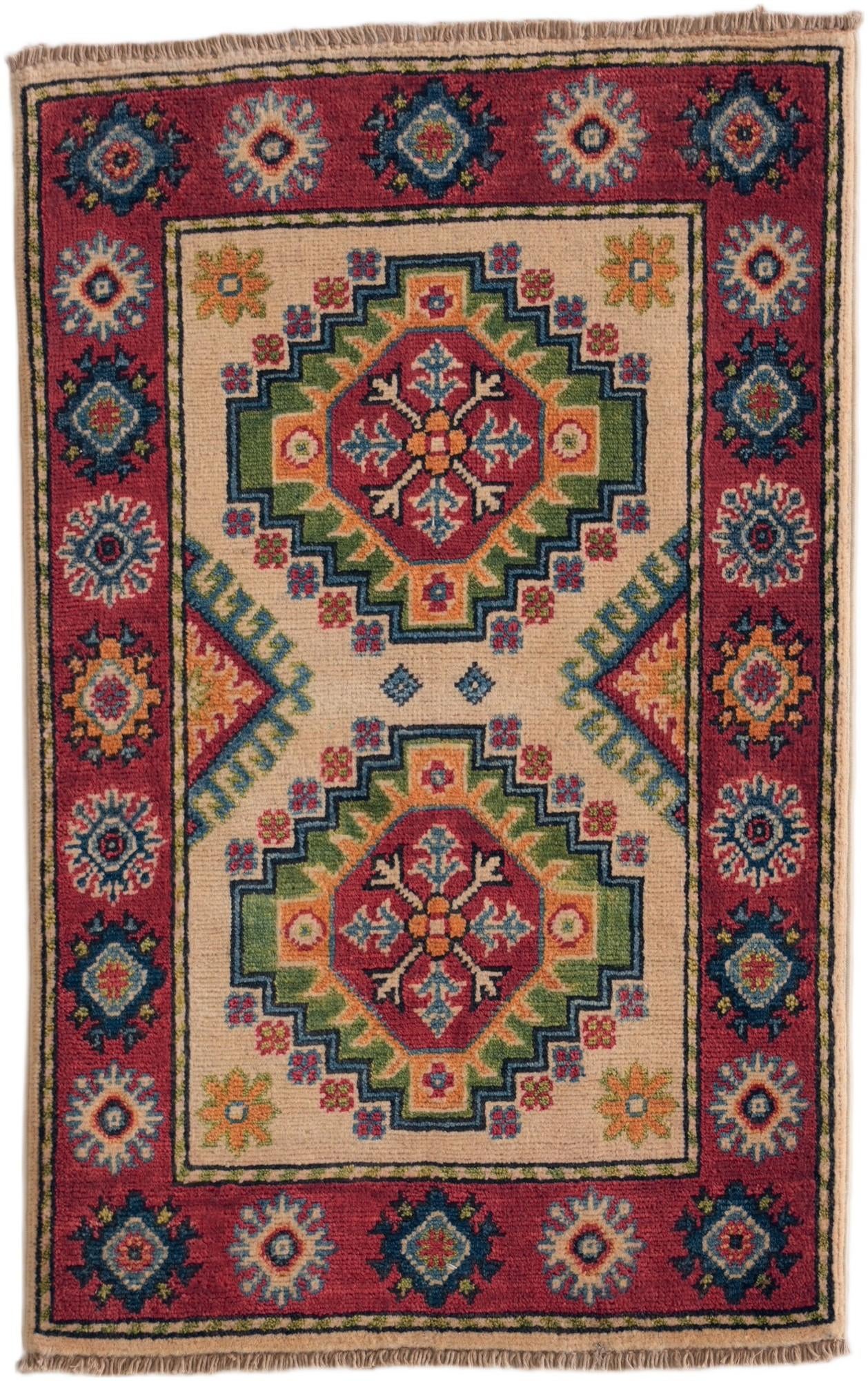 1' 11 x 3' 1 Hand Knotted Kazak Rug