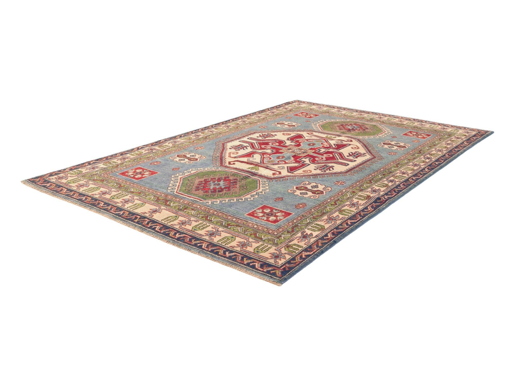 4' 11 x 7' Hand Knotted Kazak Rug