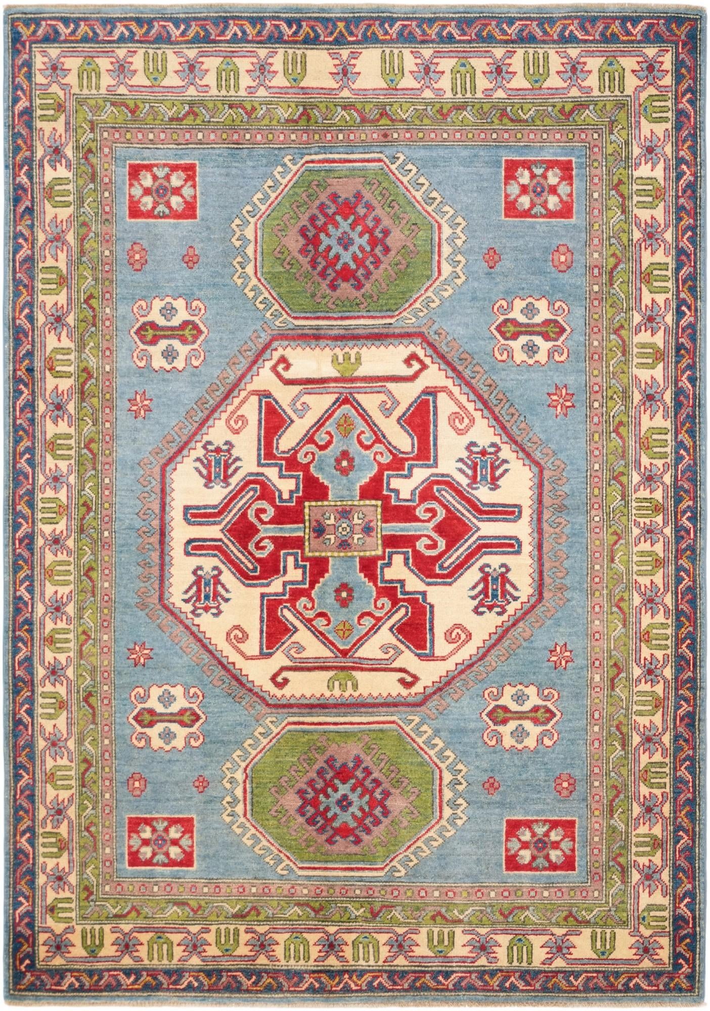 4' 11 x 7' Hand Knotted Kazak Rug