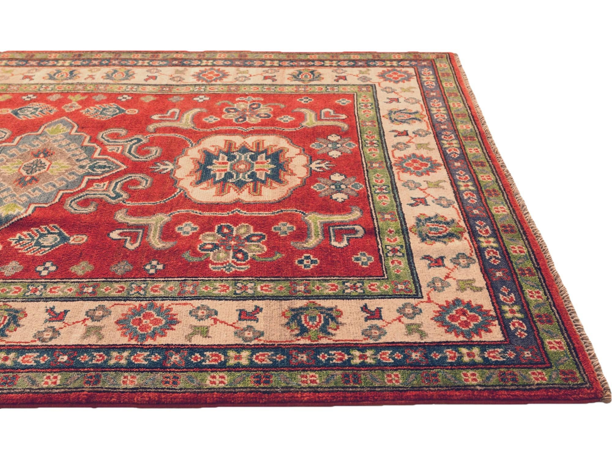 4' 3 x 6' Hand Knotted Kazak Rug