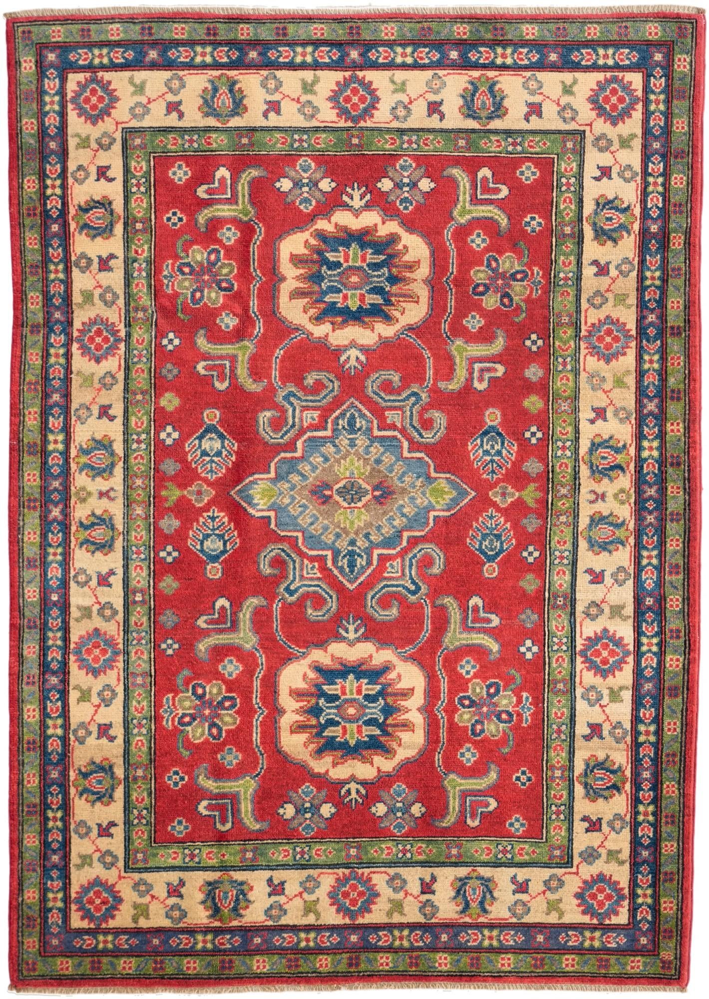 4' 3 x 6' Hand Knotted Kazak Rug