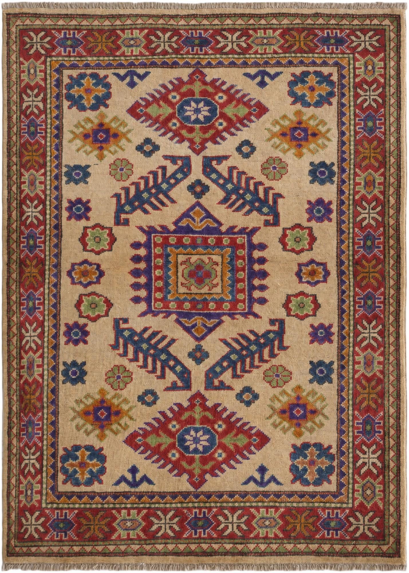 3' 4 x 4' 8 Hand Knotted Kazak Rug
